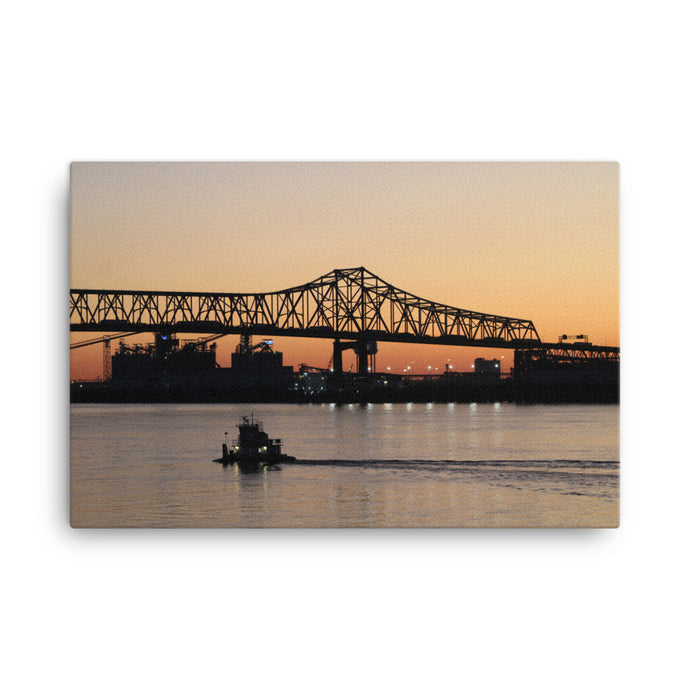 Mississippi River at Sunset: Baton Rouge, Louisiana 24x36 Canvas Print