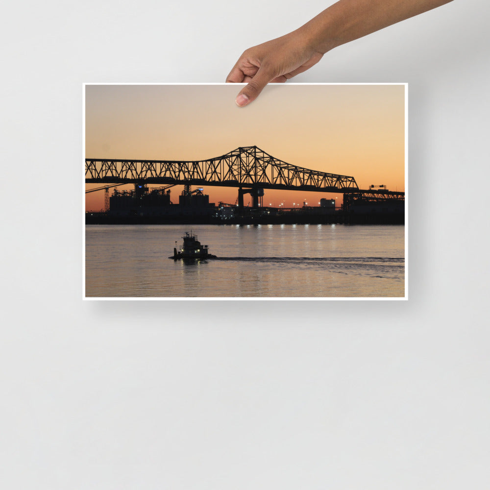 Mississippi River at Sunset: Baton Rouge, Louisiana Poster