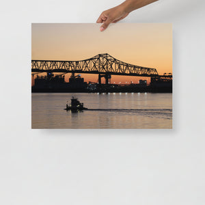 Mississippi River at Sunset: Baton Rouge, Louisiana Poster